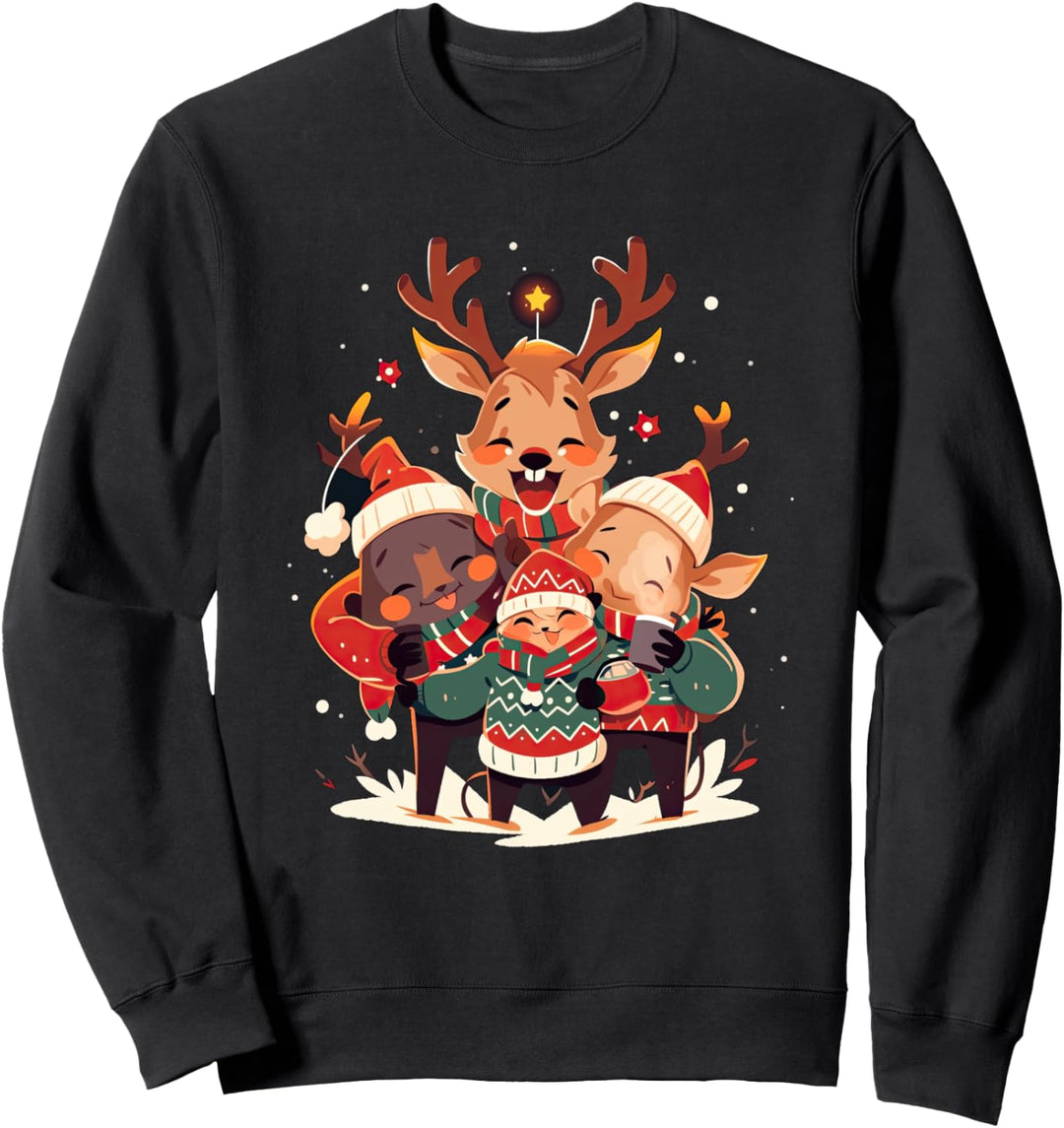 Festliches Rentier Gruppen-Selfie – Urlaubsstimmung Design Sweatshirt