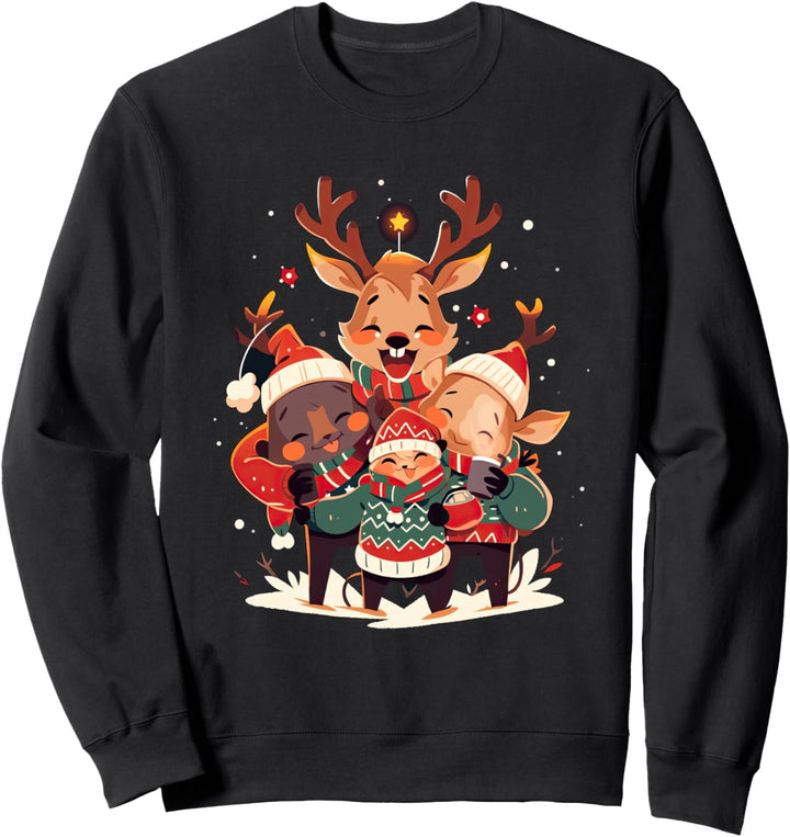 Festliches Rentier Gruppen-Selfie – Urlaubsstimmung Design Sweatshirt