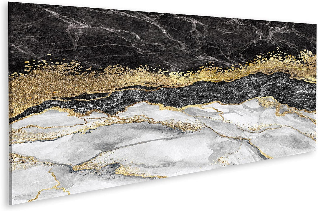 islandburner Bild auf Leinwand Abstrakter Hintergrund Kreative Textur Aus Marmor Und Goldfolie Dekor