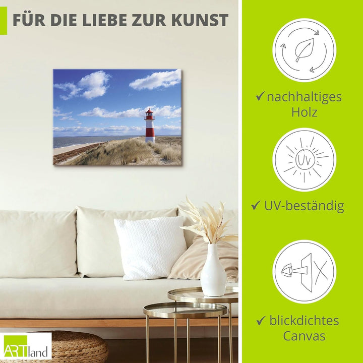 Artland Leinwandbild Wandbild Bild auf Leinwand 80x60 cm Wanddeko Strand Meer Maritim Küste Leuchttu