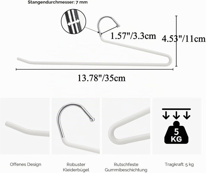 SHIMOYAMA Hosenbügel, Metall, rutschfest, Einzelstange, offenes Ende, Kleiderbügel für Jeans, Hosen,