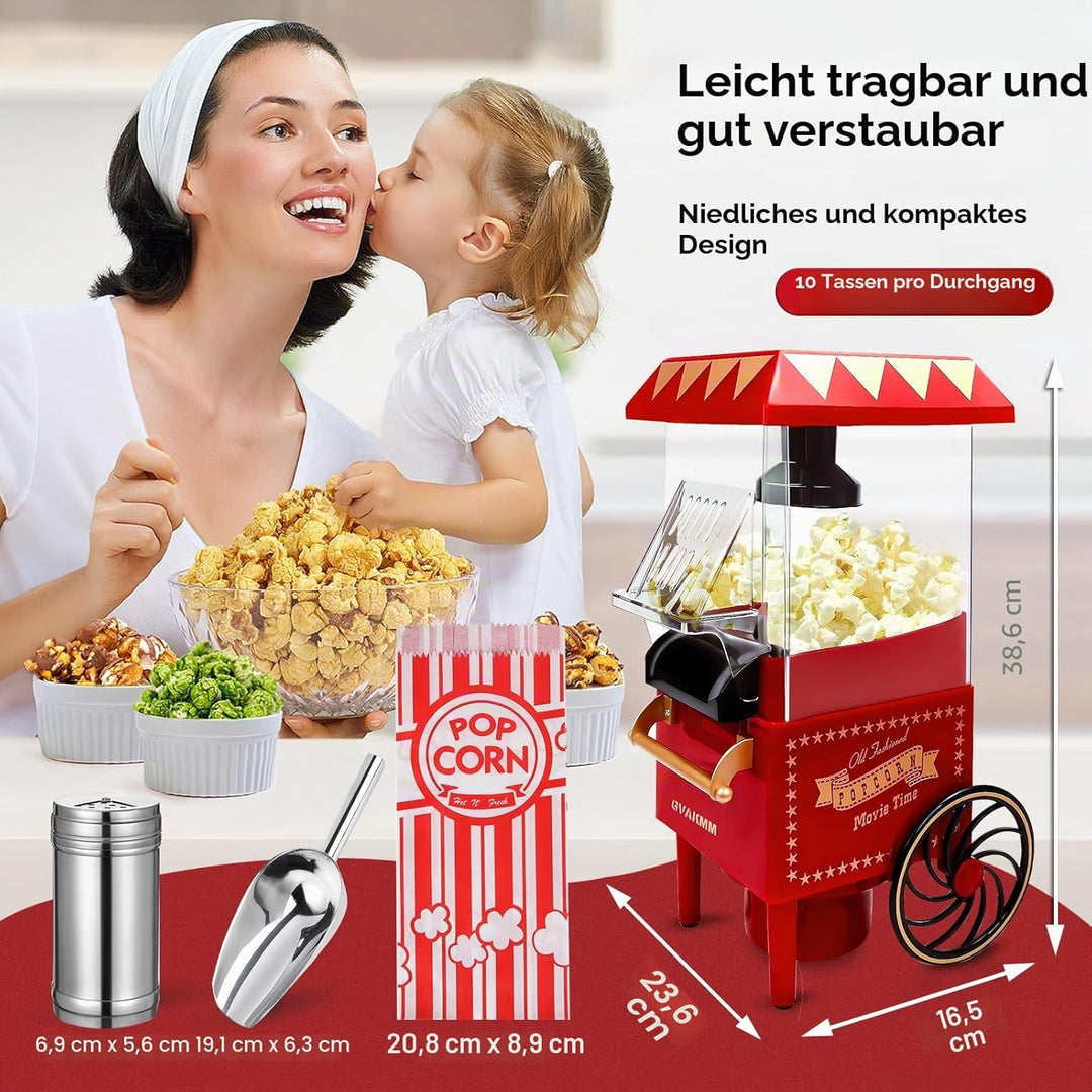 Popcorn-Maschine, Heissluft-Popcorn-Maker-Set, Geschenk-Box, tragbare Popcorn-Popper-Maschine, 10 Ta
