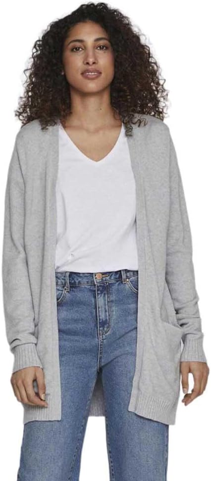 Vila Damen Viril Open L/S Knit Cardigan-Noos Strickjacke XS Medium Grey Melange, XS Medium Grey Mela