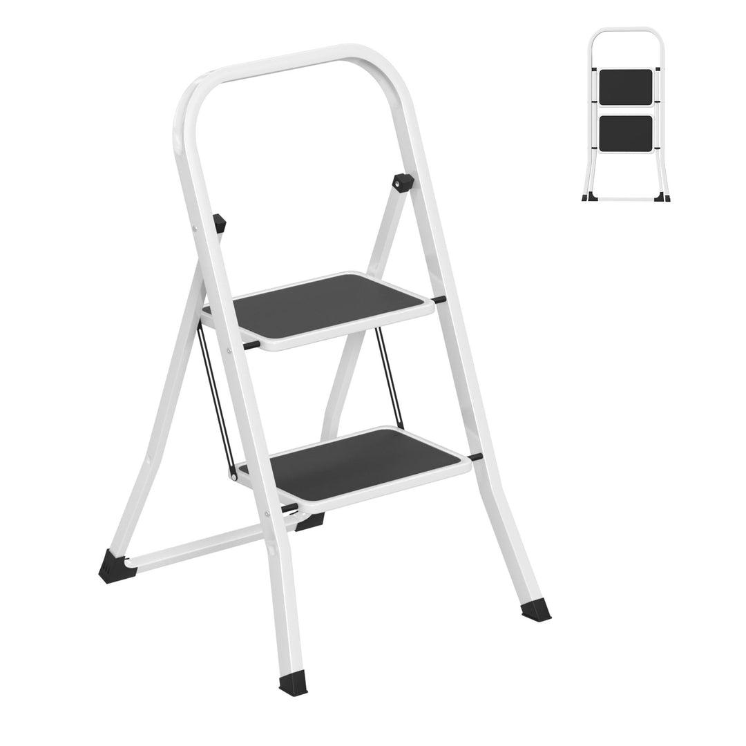 YRHome 2 Stufen Klappbar Trittleiter Leiter Tritthocker Klapptrittleiter mit breitem rutschfeste Ped