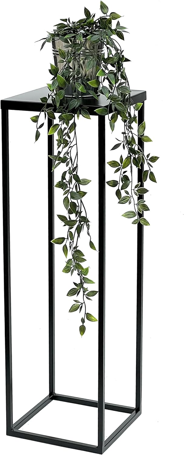 DanDiBo Blumenhocker Metall Schwarz 70 cm Eckig Blumenständer Beistelltisch FRA-005 Blumensäule Mode