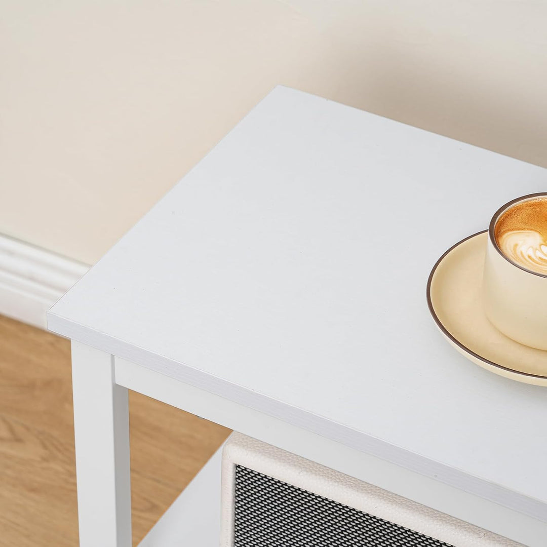 HOOBRO Beistelltisch, Nachttisch mit 3 Ablage, Sofatisch Industriestil, Nachtschrank, Schlafzimmer,
