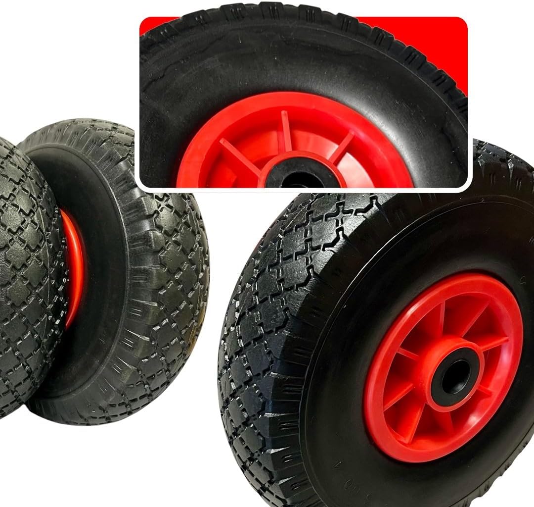 KOVA 2x Sackkarrenrad Pannensicher VOLLGUMMI Ø 260 mm, 3.00-4, Nabe Ø20×75, Sackkarren Bollerwagen R
