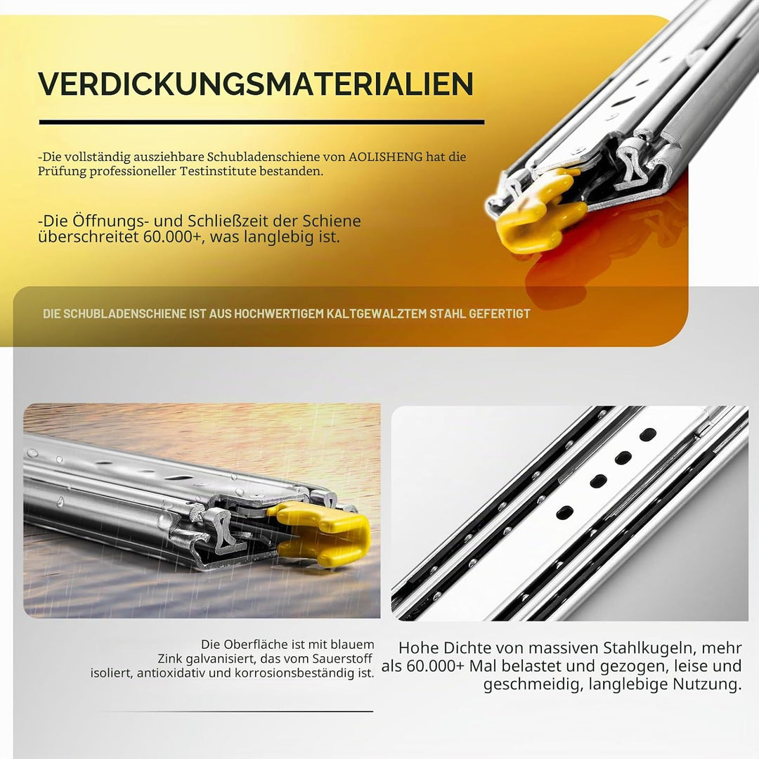 AOLISHENG Schwerlast Schubladenschienen vollauszug 800mm, mit Verriegelungsfunktion Schwerlastauszüg