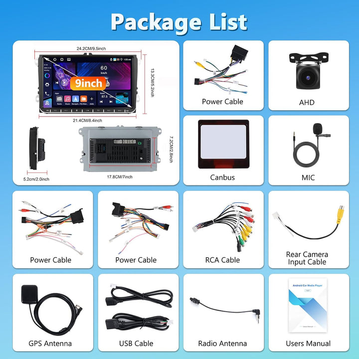4GB RAM + 64GB Speicher Autoradio für Volkswagen 2014/2015/2016/2017 mit Kabellosem Carplay/Android
