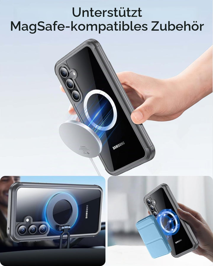 Miimall Dünn Hülle für Samsung Galaxy S24 FE Handyhülle mit Displayschutz, Kompatibel für MagSafe, 3