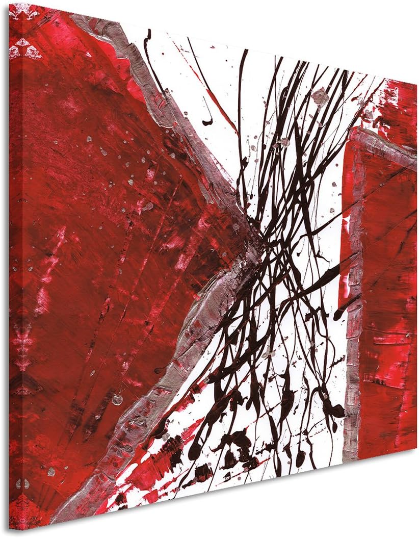 Paul Sinus Art 80x60cm Fotoleinwand Leinwanddruck Kunstdruck Wandbild rot schwarz weiss Striche