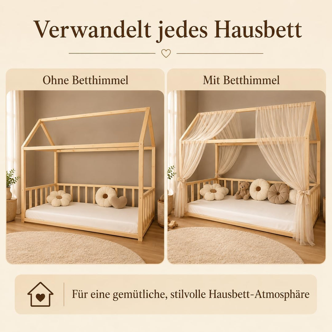 Baby Fancyroom Betthimmel für Hausbett Kinderbett, universell, Premium Tüll, 2-teilig, Hausbetthimme