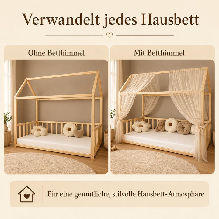 Baby Fancyroom Betthimmel für Hausbett Kinderbett, universell, Premium Tüll, 2-teilig, Hausbetthimme