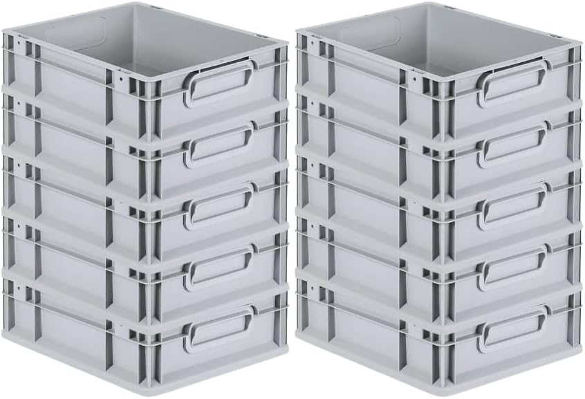 PROREGAL SuperSparSet 10x Eurobox NextGen Grip | HxBxT 12x30x40cm | Griffe geschlossen | Glatter Bod