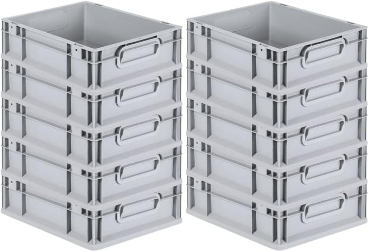 PROREGAL SuperSparSet 10x Eurobox NextGen Grip | HxBxT 12x30x40cm | Griffe geschlossen | Glatter Bod