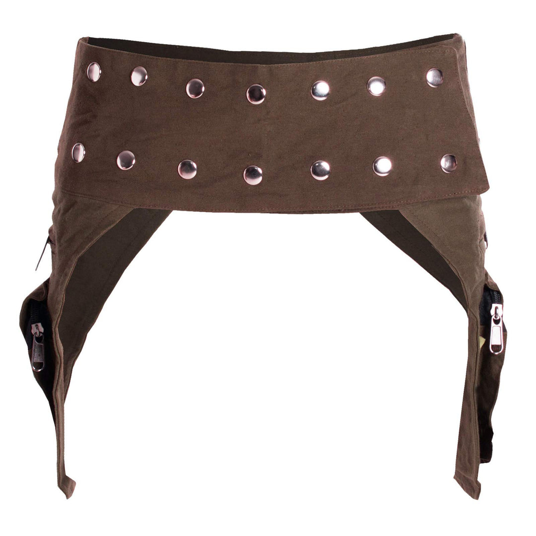 Vishes Hippie Pixie Doppel Holster Hüfttasche Bauchtasche Sidebag Gürtel-Tasche Damen Herren braun,