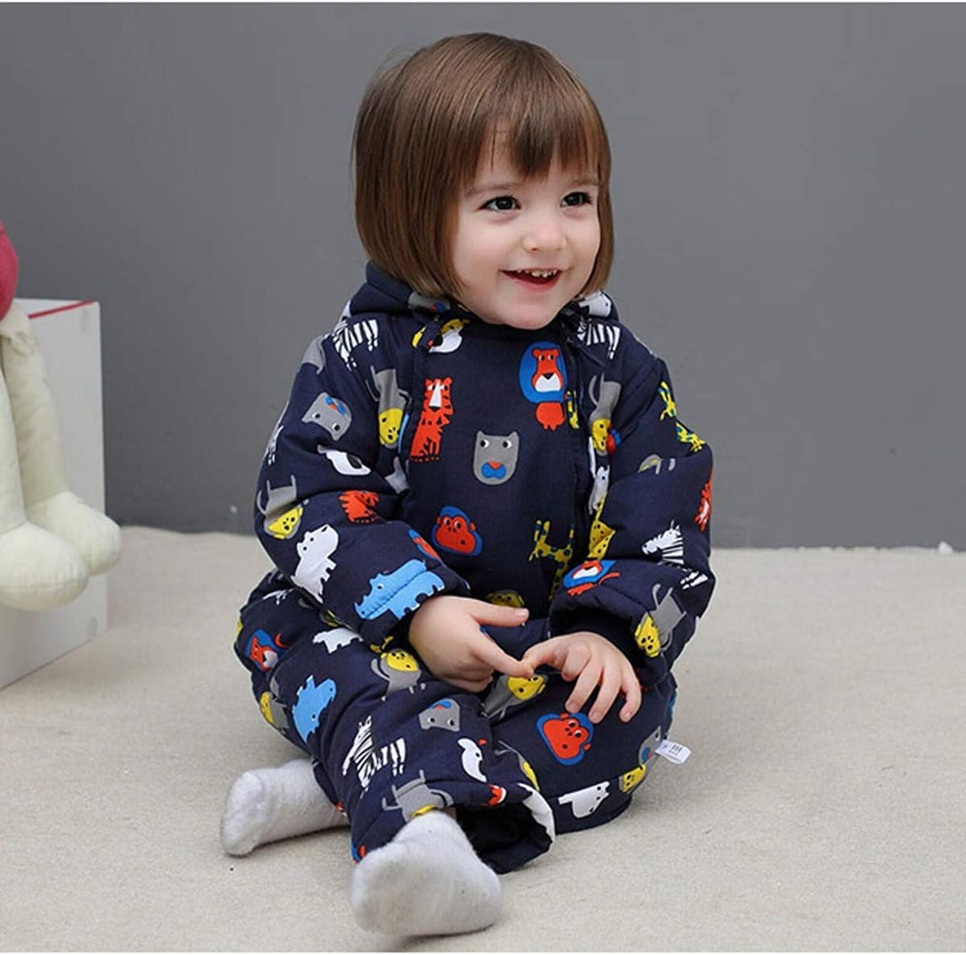 Baby Winter Overall Mit Kapuze Jungen Schneeanzüge mit Handschuhen und Füsslinge Warm Kleidungsset 9