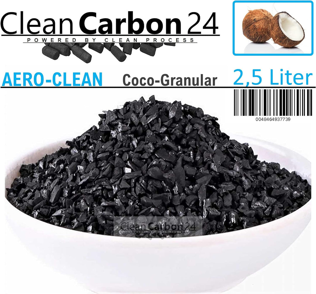 2,5 Liter Aktivkohle Granulat aus Kokosnussschalen zur Luftreinigung (3,4-4,8mm / 4x6mesh)