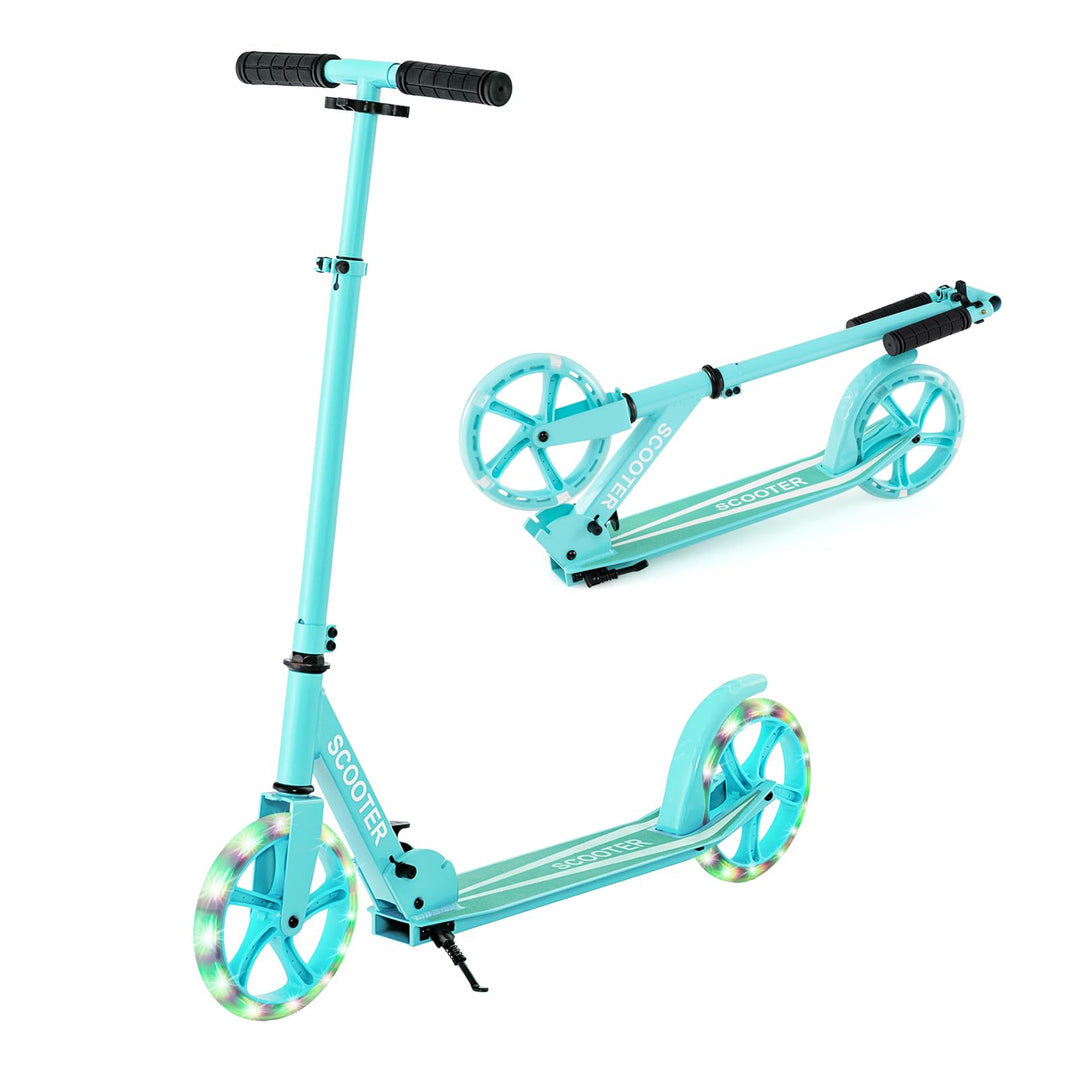 KOMFOTTEU Scooter Tretroller Klappbar, Cityroller Kickscooter mit 2 LED Rädern & Tragegurt, ‎Roller