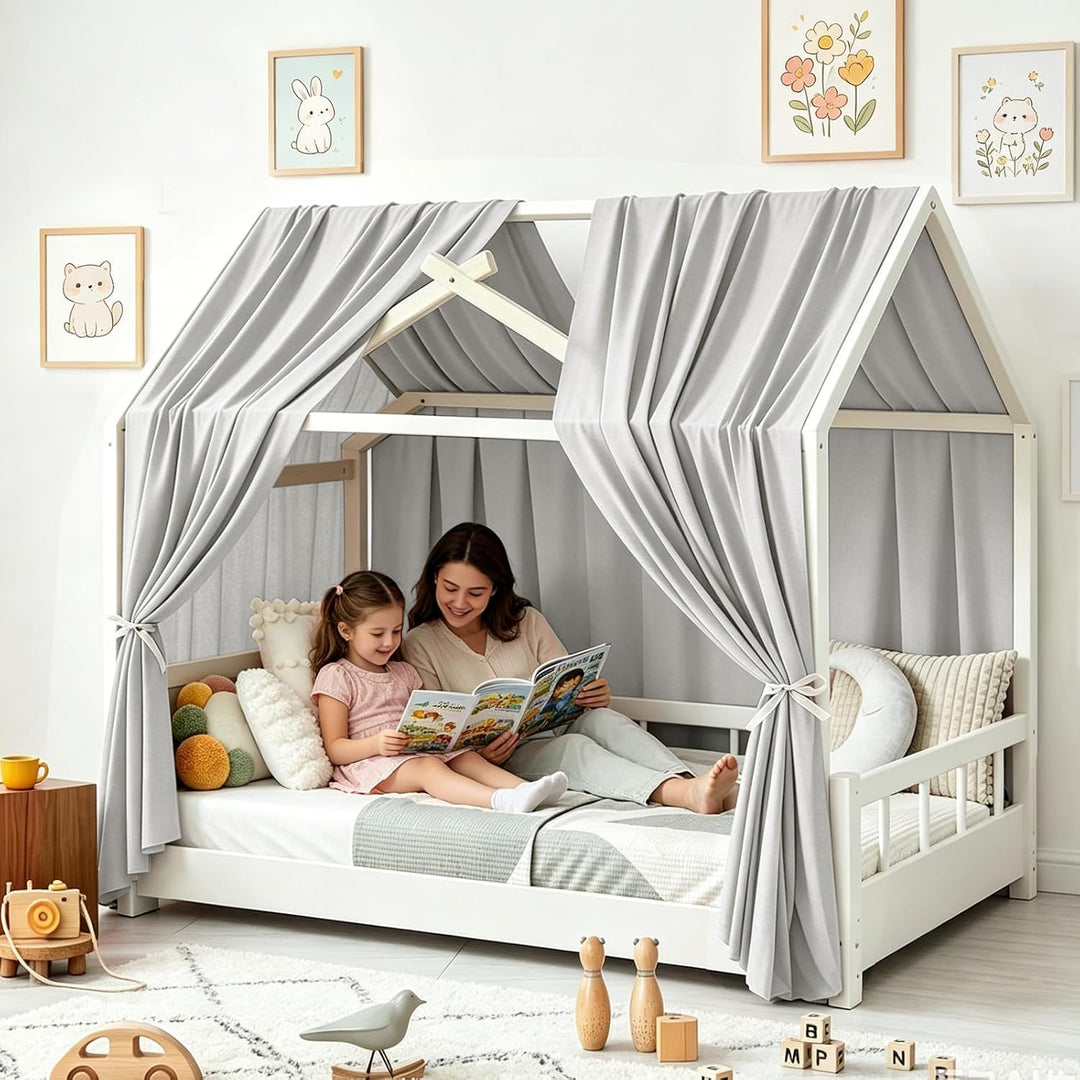 Hausbett Himmel, 2 Stück Betthimmel Hausbett Musselin, Baldachin Kinderzimmer Stoffhimmel für Hausbe
