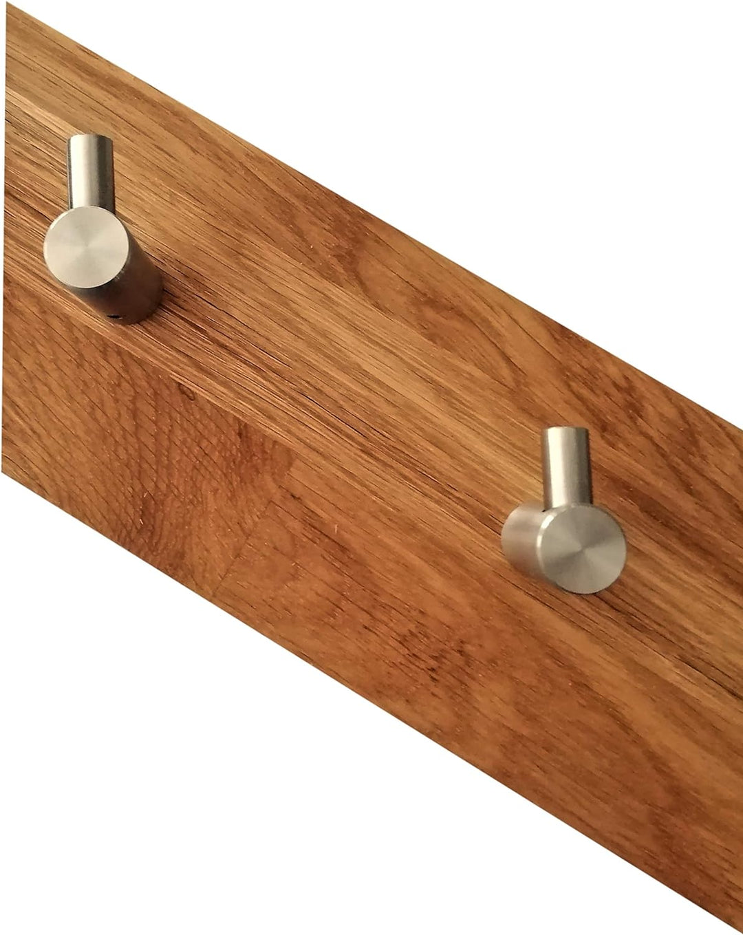 ICEBORN Garderobe Garderobenleiste Wandgarderobe Massivholz Eiche geölt Edelstahl Grösse L schräg Ma
