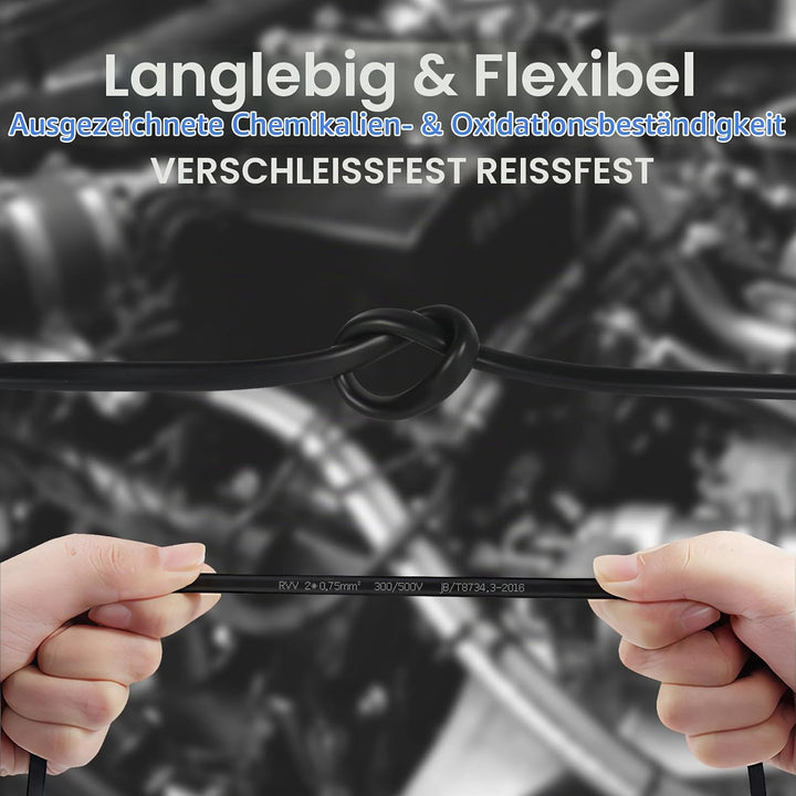 2 Adriges Flach Fahrzeugleitung Kabel 10m, 12V 24V 2 Adriges Anhängerkabel LED-Rücklichter Verkabelu