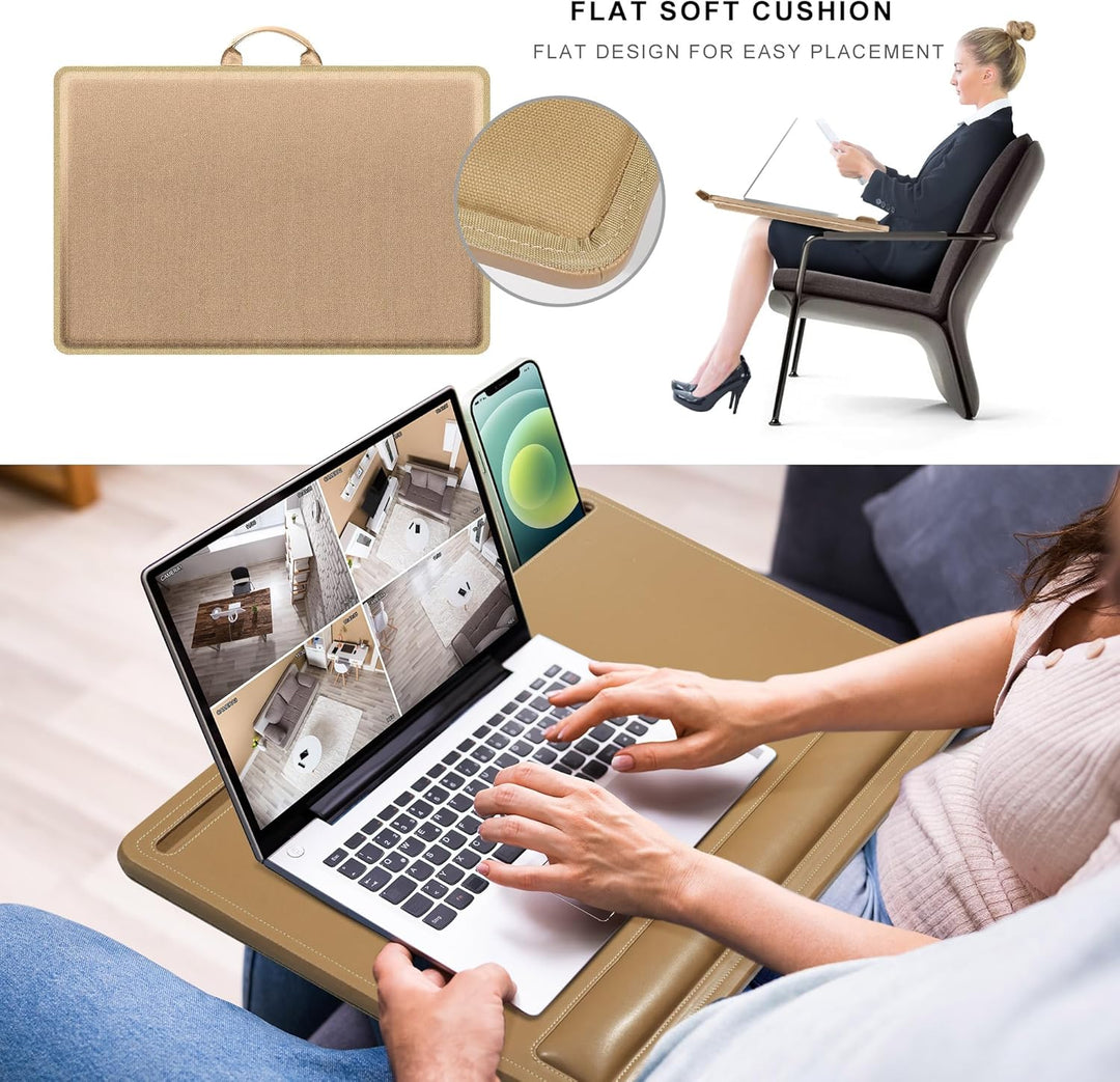 CENNBIE Extragrosser Laptoptisch aus Leder mit Memory-Schaum-Kissen, 60x40 cm, verstellbar für Lapto