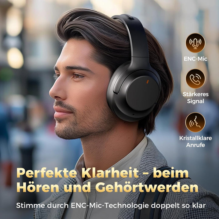 Upgraded Noise-Cancelling-Kopfhörer mit Bluetooth 5.4, Aktive Rauschunterdrückung (ANC) & ENC Mikrof
