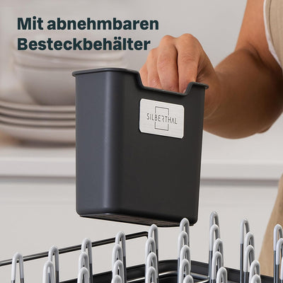 SILBERTHAL Geschirr Abtropfgestell Gross - Rostfrei - Mit Abtropfschale, Geschirrkorb, Besteckkasten