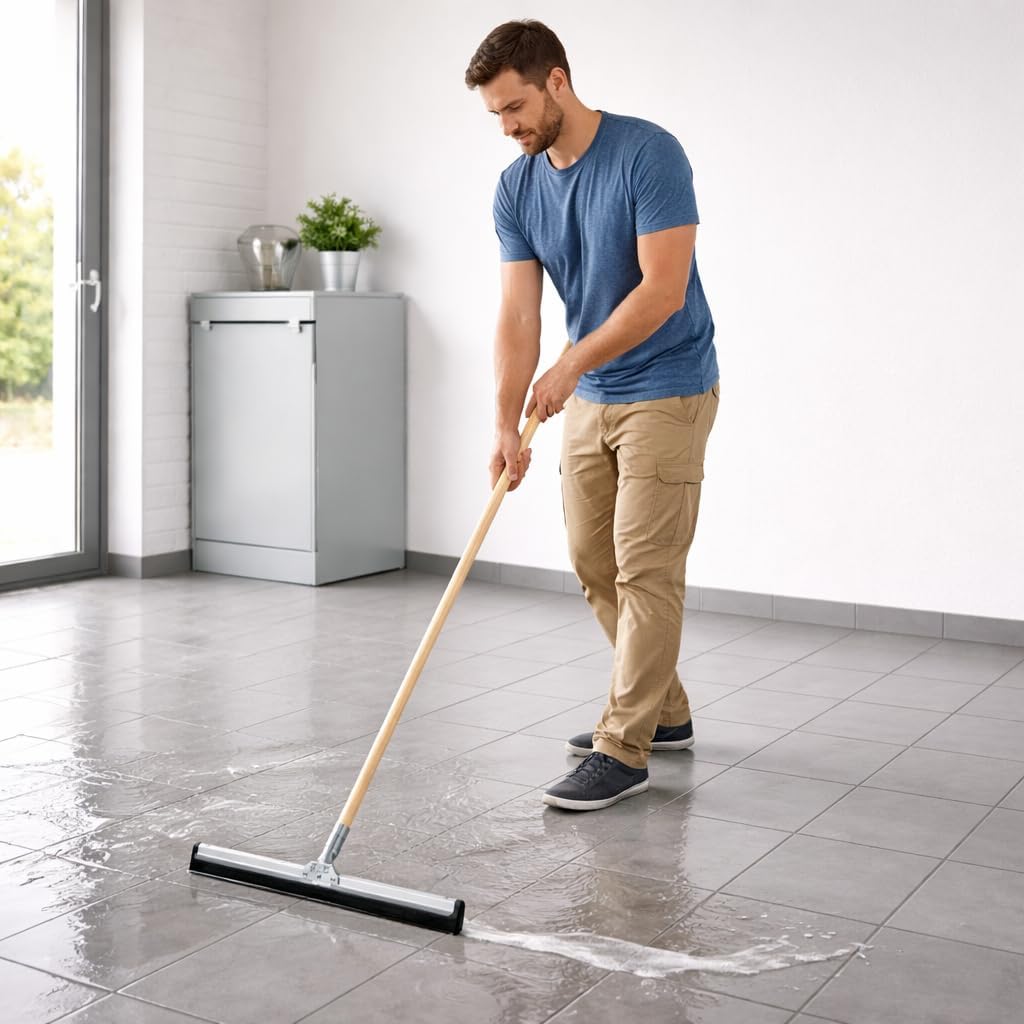 BawiTec Profi Wasserschieber mit Stiel (Breite 45cm / Stiel 160cm) Wasserabzieher Stabil Metall Ausf