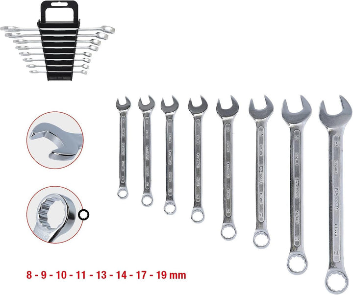 KS Tools 517.0048 CLASSIC Ringmaulschlüssel-Satz, abgewinkelt, 8-tlg. 8-19mm