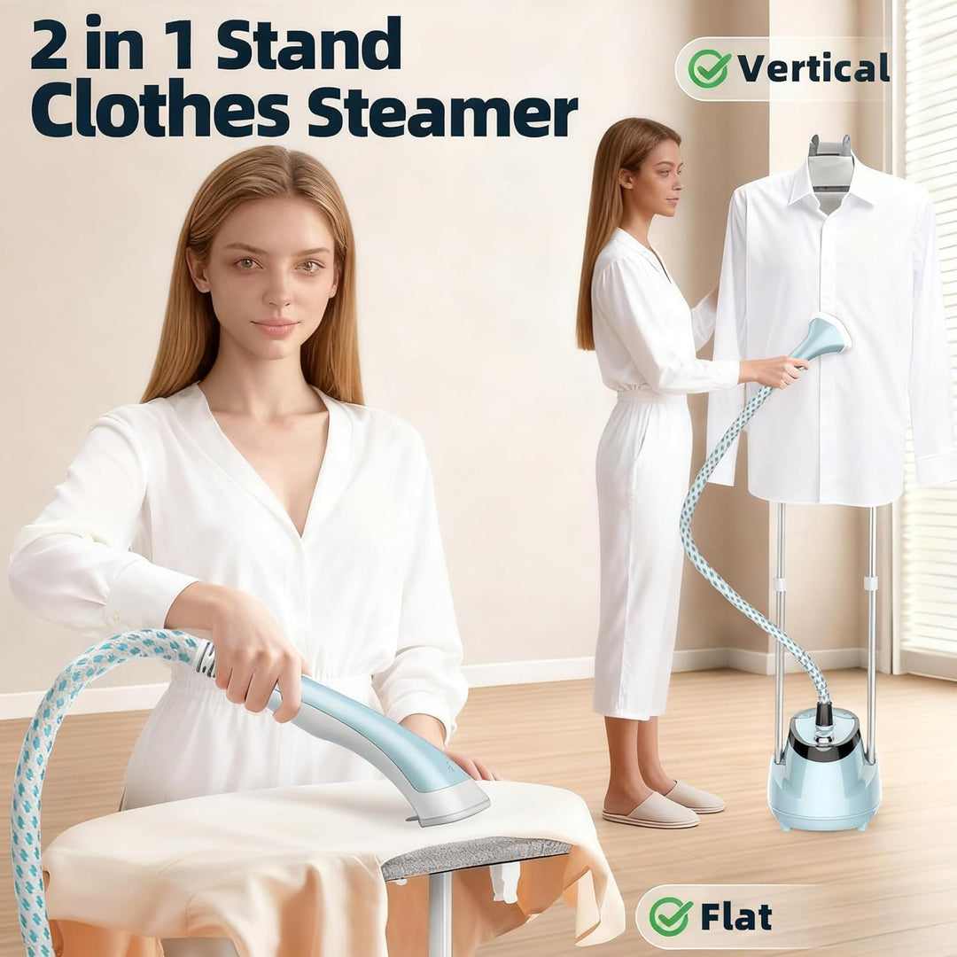 Dampfglätter – 2000 W Turbo-Kessel, 2-Liter-Wassertank, 1 Std kontinuierlicher Dampf, Flach- & Hänge