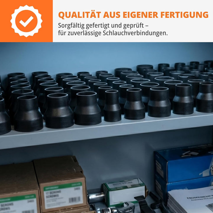 WFix Individueller Schlauchadapter nach Mass (25-40mm) – Konfigurierbares Reduzierstück für Werkstat