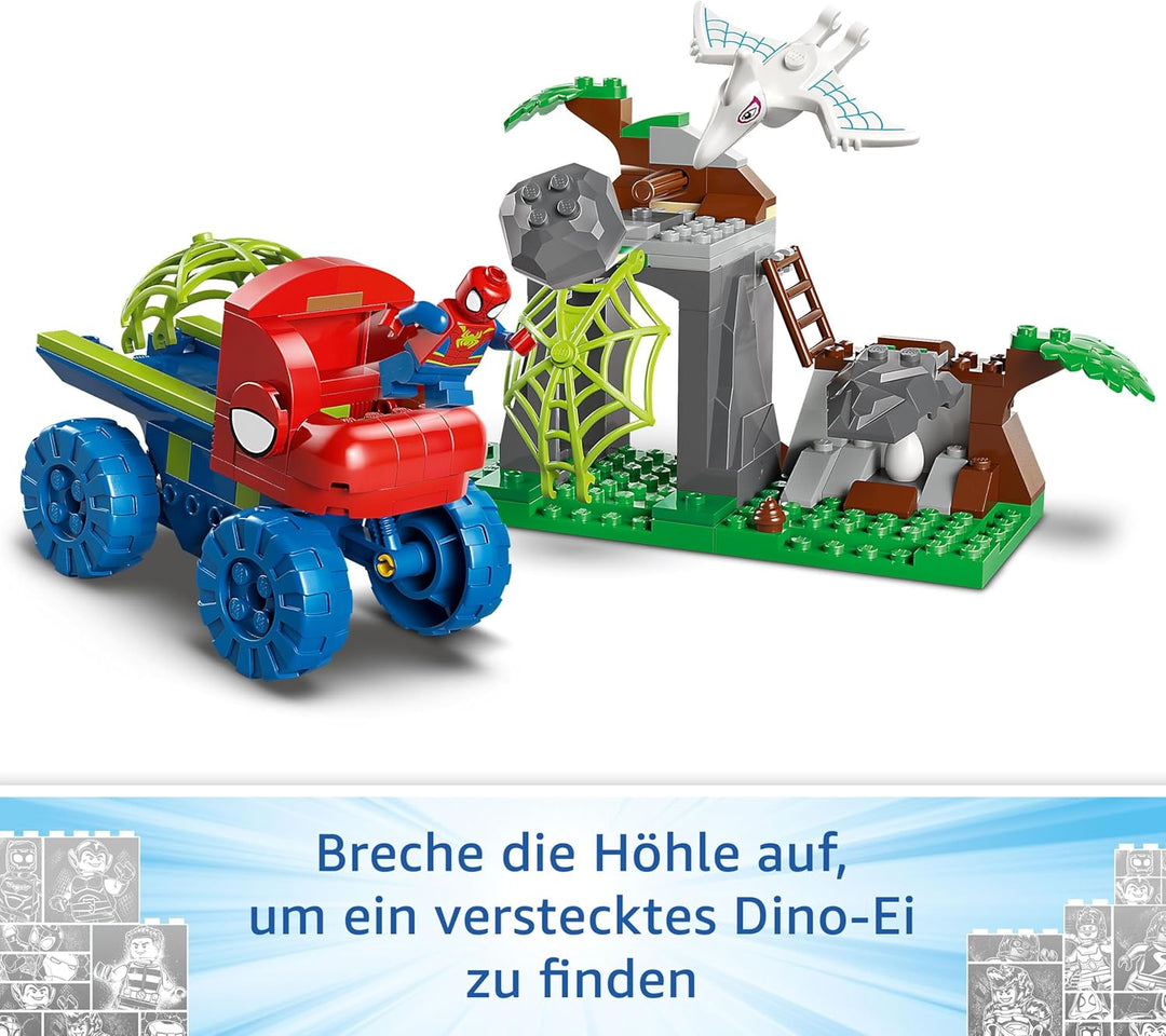 LEGO Marvel Spideys Team auf Rettungsmission im Dino-Truck, baubares Superhelden Spielzeugauto, Aben
