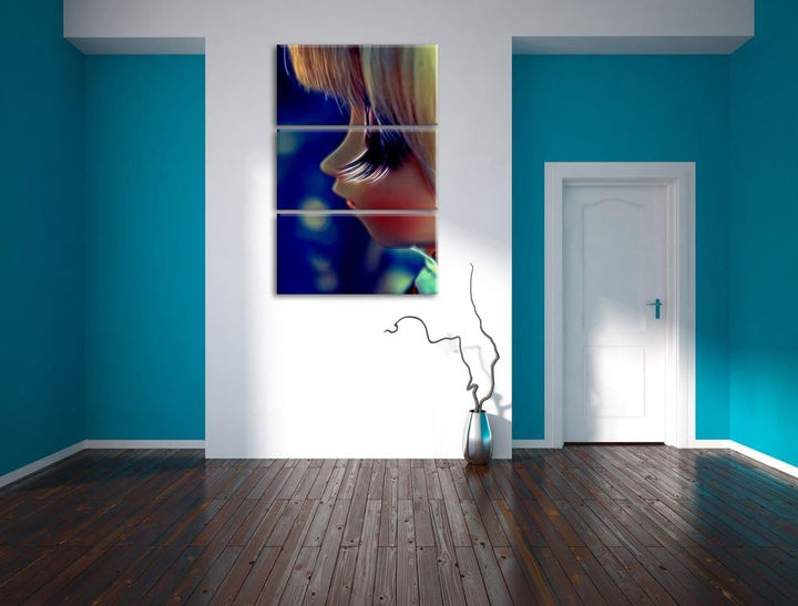 Pullip-Püppchen mit sehr langen Wimpern NewArt 3-Teiler Leinwandbild 120x80 Bild auf Leinwand, XXL r