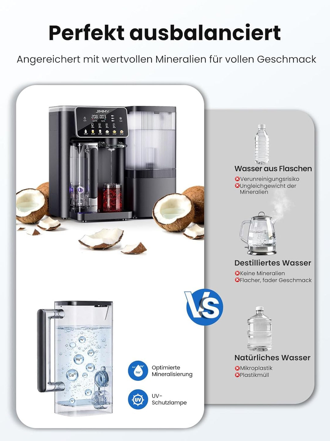 Jimmy R9 Pro Osmoseanlage Trinkwasser Auftisch, Umkehrosmoseanlage Wasserfilter, mit Heisswasserspen