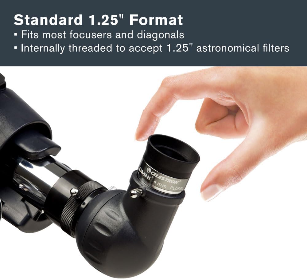 Celestron 93316 1-1/4-4 mm Omni Serie Okular, Schwarz/Silber, 4 mm