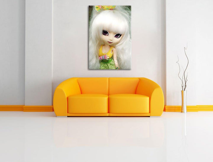 Pullip-Püppchen im 70er-Jahre-Stil Leinwand, XXL riesige Bilder fertig gerahmt mit Keilrahmen, Kunst