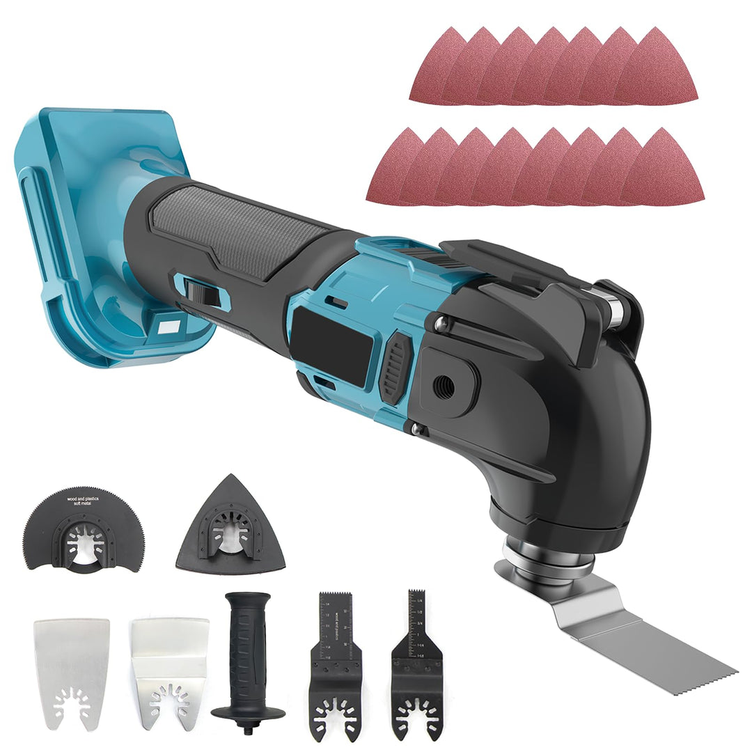 Oszillationswerkzeug Akku für Makita 18V, Bürstenlos Multitool Oszillierwerkzeug mit 22 Zubehör, 6 G