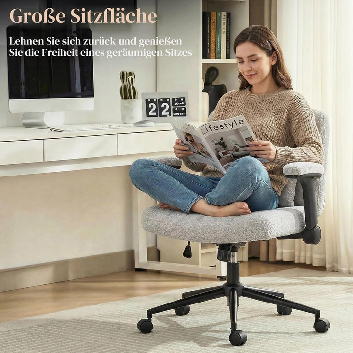 SAMERY Bürostuhl Schreibtischstuhl mit klappbaren Armlehnen, extra breiter Sitz für Schneidersitz, h