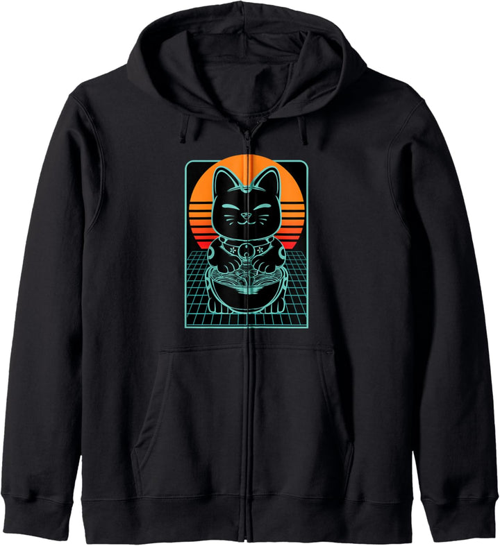 Katze Ramen Neko Vaporwave Retro Vintage Kawaii Otaku Süss Kapuzenjacke