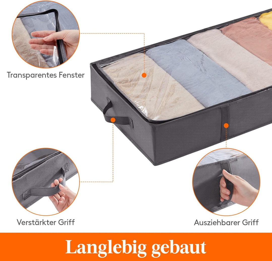 Lifewit 6 Stück Unterbett Aufbewahrungsbox mit Deckel, Unterbettkommode Faltbare Unterbett Aufbewahr