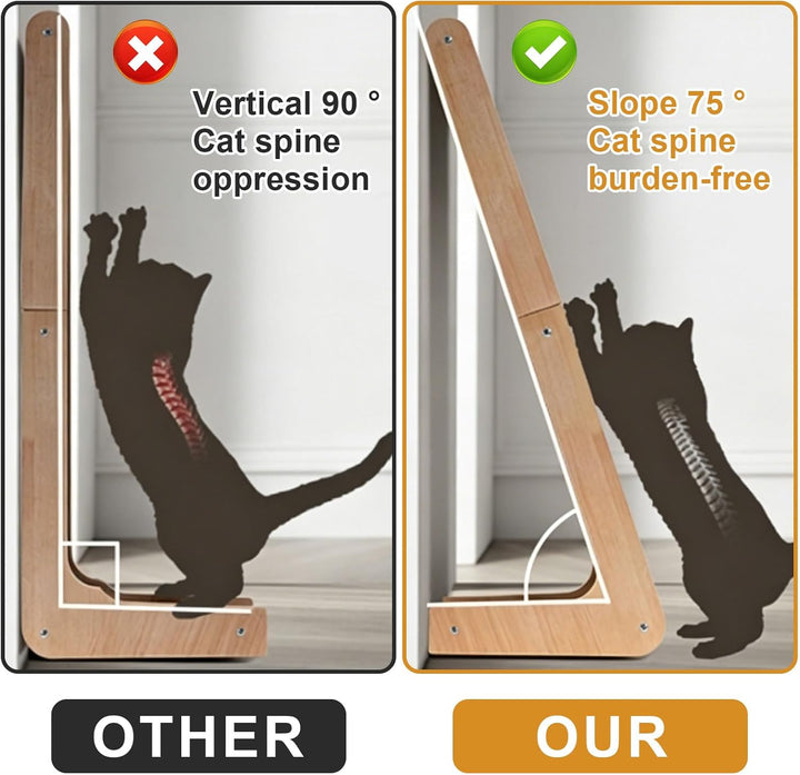 Kratzbretter Katze Kratzsäule – 68 cm H Dual-Use Katzen Kratzbrett - L-förmige Massivholz &amp; Sisal fü