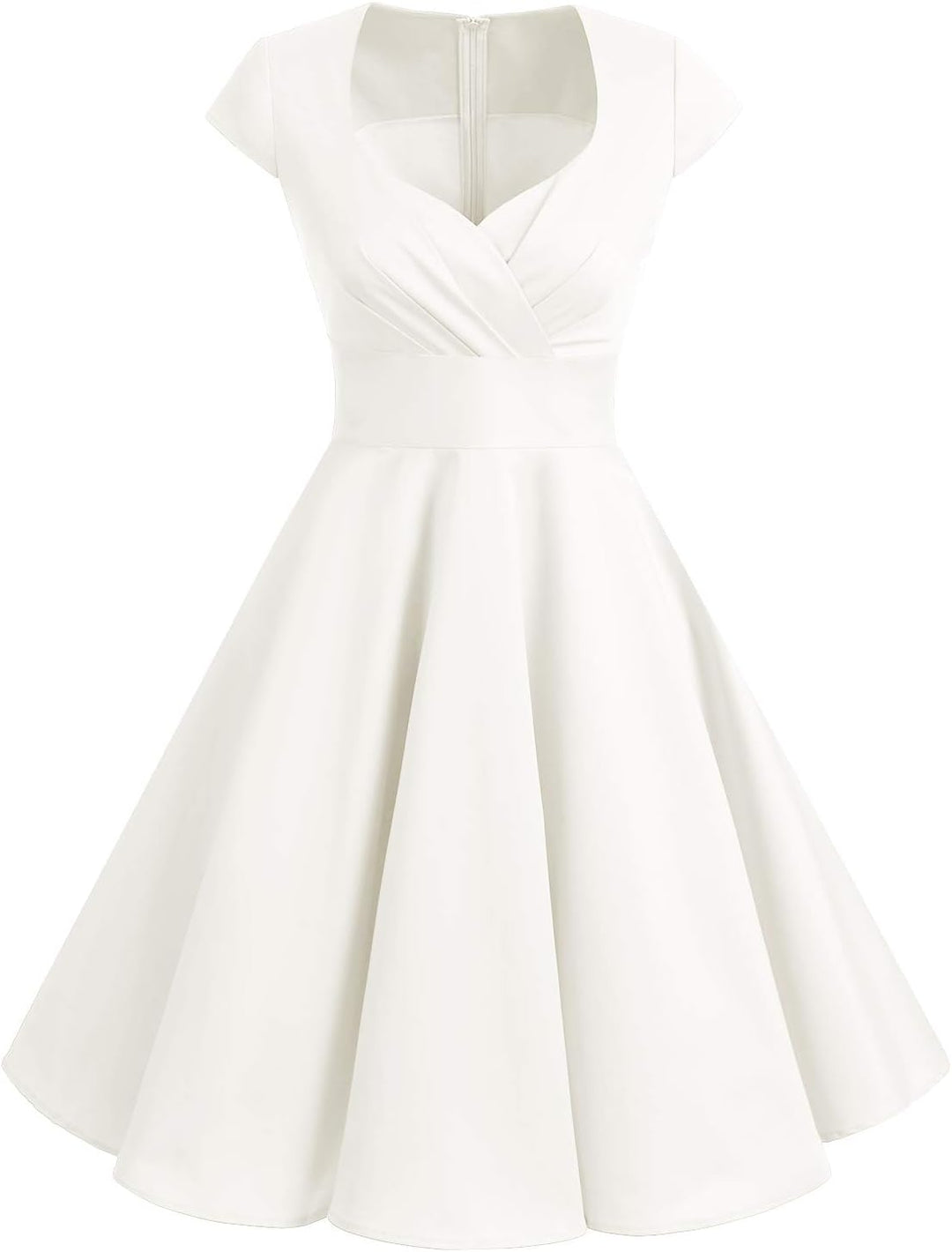 Bbonlinedress 1950er Vintage Retro Cocktailkleid Rockabilly Kleider V-Ausschnitt Faltenrock festlich