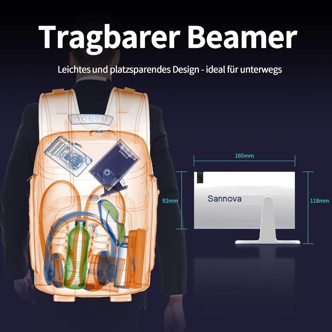 Mini Beamer, Projektor 4k 1080P Unterstützt, 5G WiFi, 200 ANSI, Android 11, Automatischer Trapezkorr