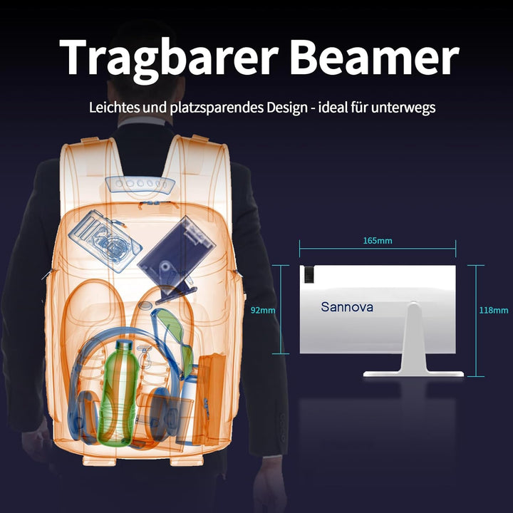 Mini Beamer, Projektor 4k 1080P Unterstützt, 5G WiFi, 200 ANSI, Android 11, Automatischer Trapezkorr