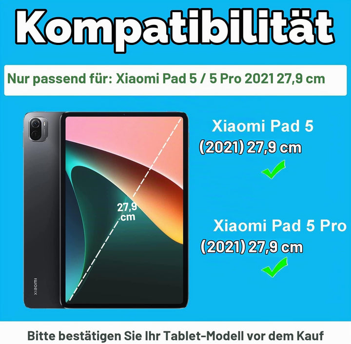 Tastatur Hülle mit Schutzfolie für Xiaomi Pad 5/5 Pro 11 Zoll 2021 Tablet, Hülle mit Stifthalter, Sl