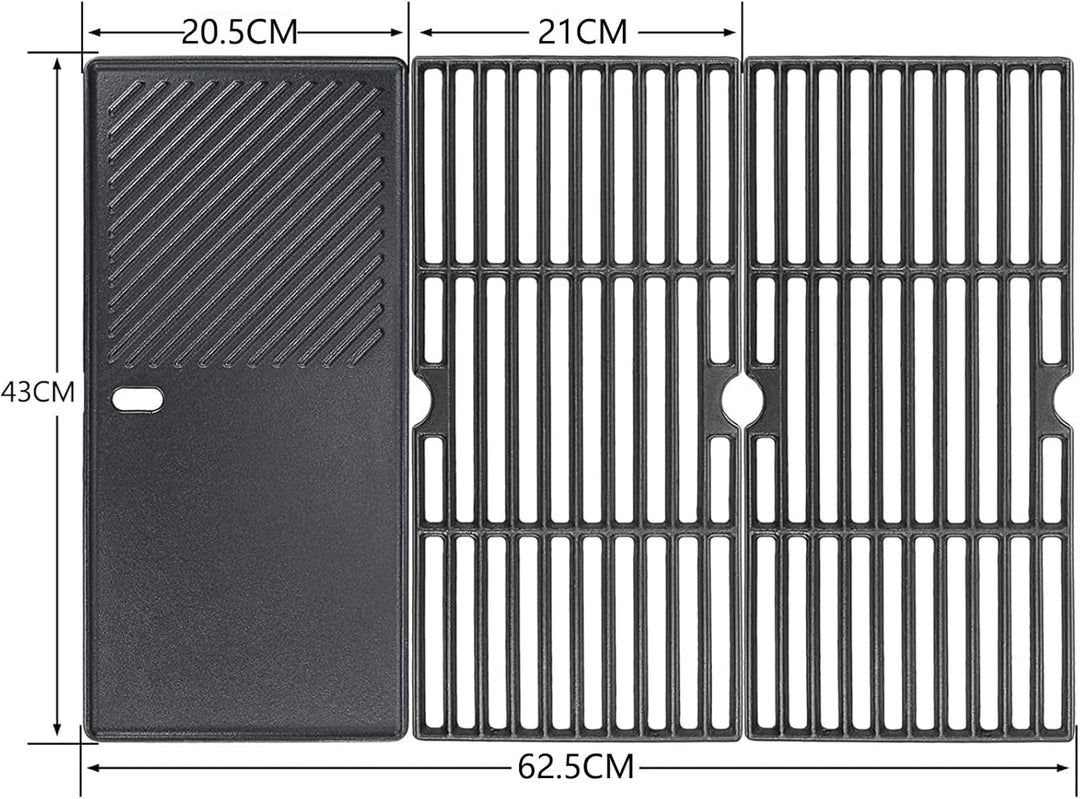 GFTIME 43 x 63cm Gusseisen Grillrost Grillplatte für Enders Boston 3, Monroe Pro 3, für Charbroil, B