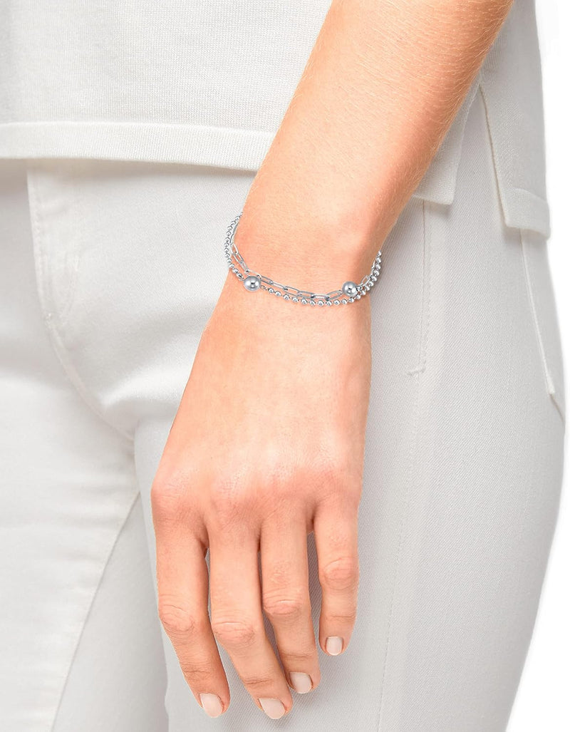 s.Oliver Armband Edelstahl Damen Armschmuck, 17+3 cm, Silber, Kommt in Schmuck Geschenk Box, 2031475