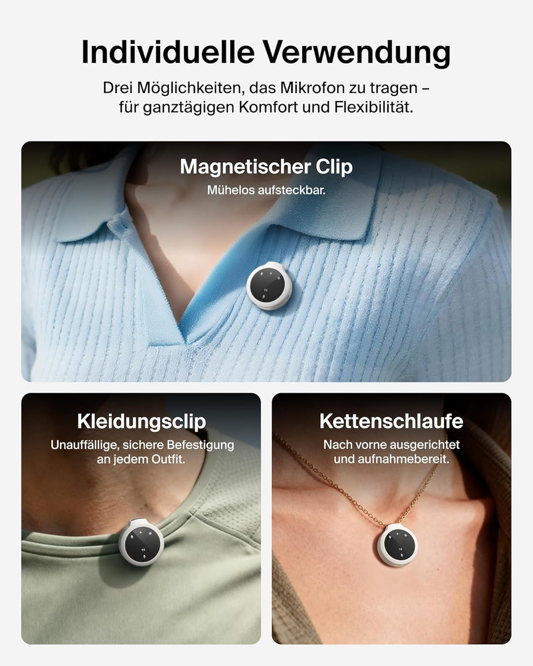 Belkin Stage Mini Mikrofon kabellos, 2er Set mit Clip für iPhone, Android, 24-Bit/48 kHz, 36 Std. Ak